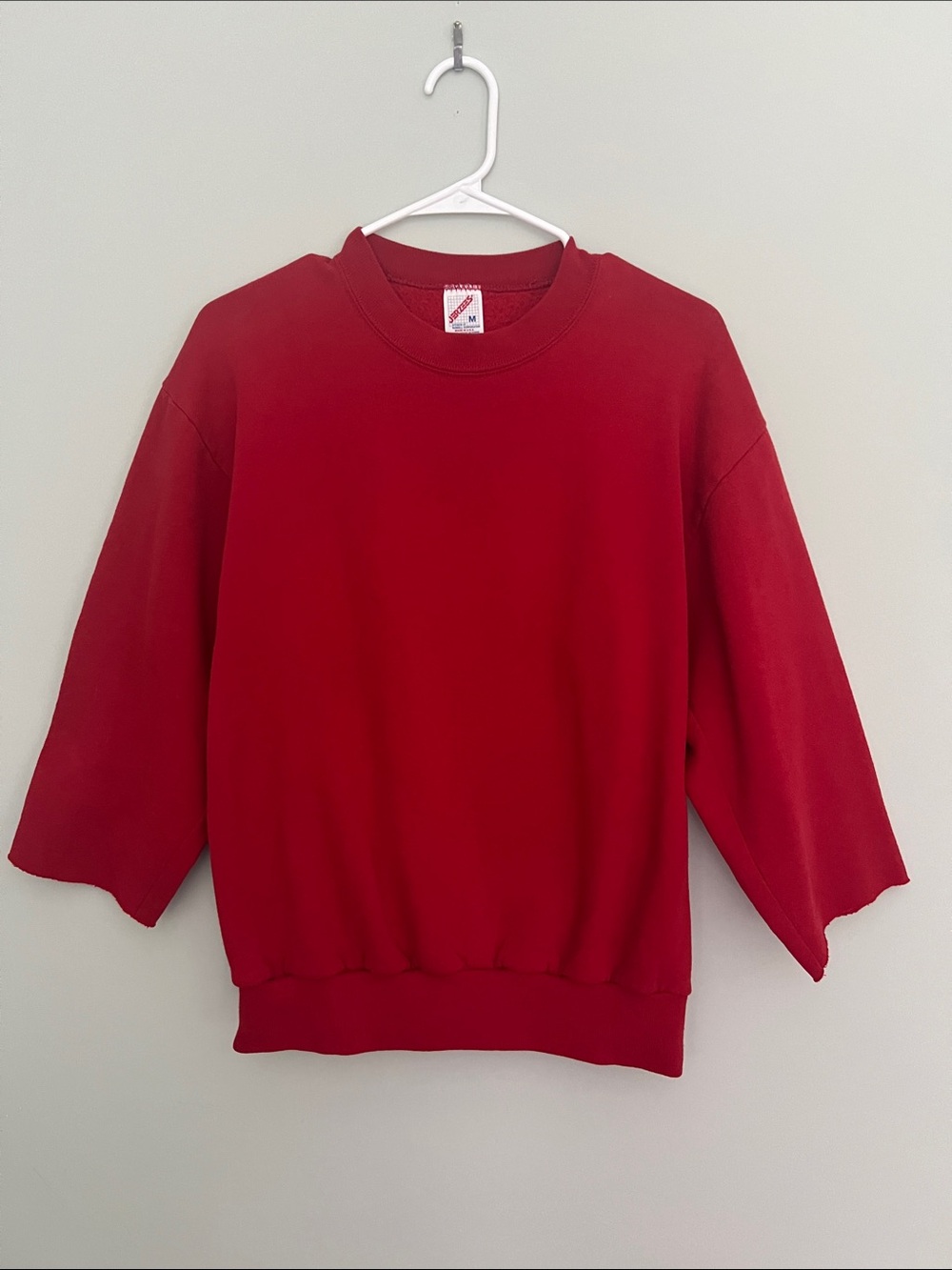 Vintage Jerzees Red Crewneck 3/4 Sleeve Sweatshirt Size M